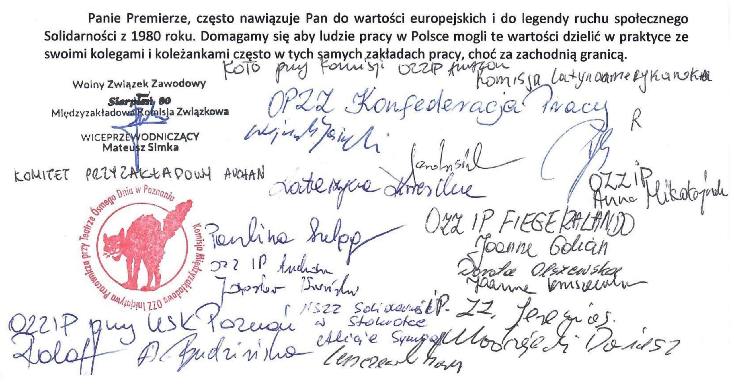 List otwarty związków zawodowych do premiera Donalda Tuska, 1 maja 2026. Dość zakazu strajków!